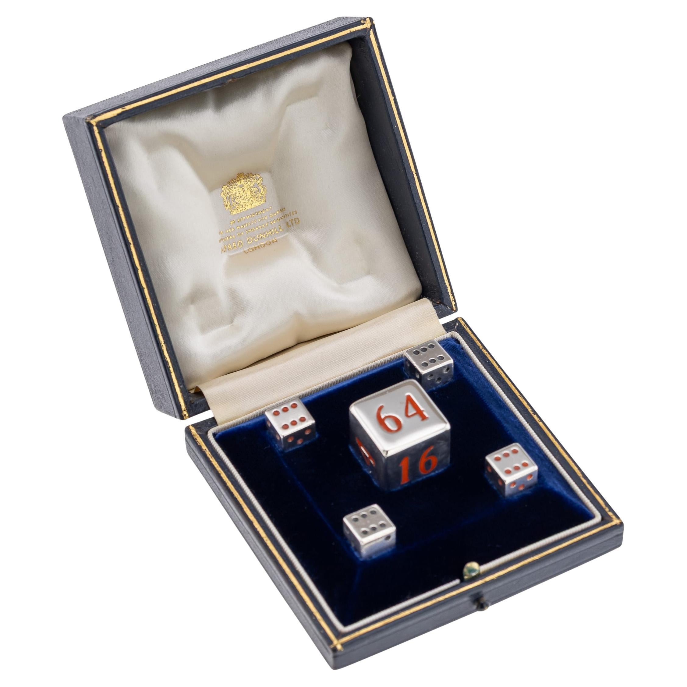 Set di dadi da Backgammon in argento massiccio e smalto del XX secolo di Dunhill London c.C. in vendita