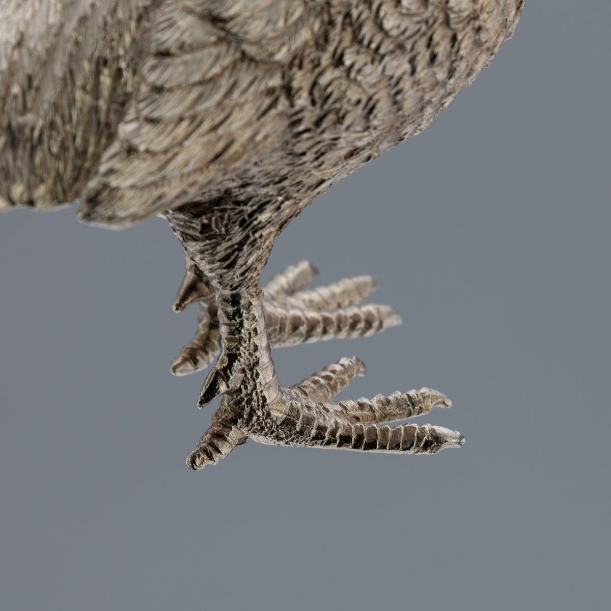20thC English Solid Silver Pair Of Pheasant Salt & Pepper Shakers, Asprey c.1970 im Angebot 5