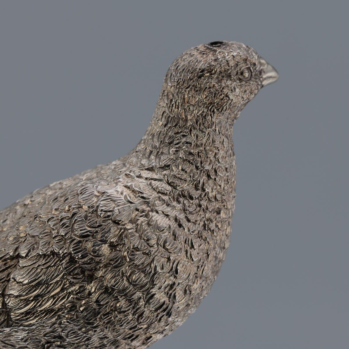 20thC English Solid Silver Pair Of Pheasant Salt & Pepper Shakers, Asprey c.1970 im Angebot 7