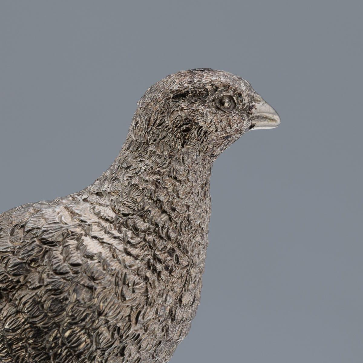 20thC English Solid Silver Pair Of Pheasant Salt & Pepper Shakers, Asprey c.1970 im Angebot 8