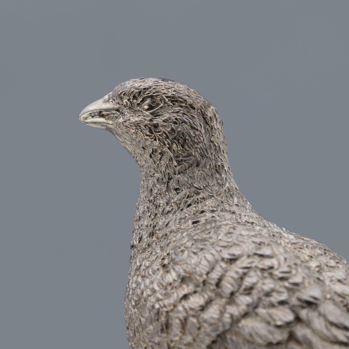 20thC English Solid Silver Pair Of Pheasant Salt & Pepper Shakers, Asprey c.1970 im Angebot 9