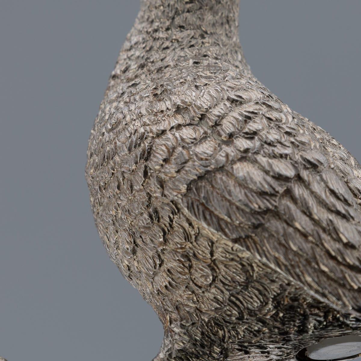 20thC English Solid Silver Pair Of Pheasant Salt & Pepper Shakers, Asprey c.1970 im Angebot 10