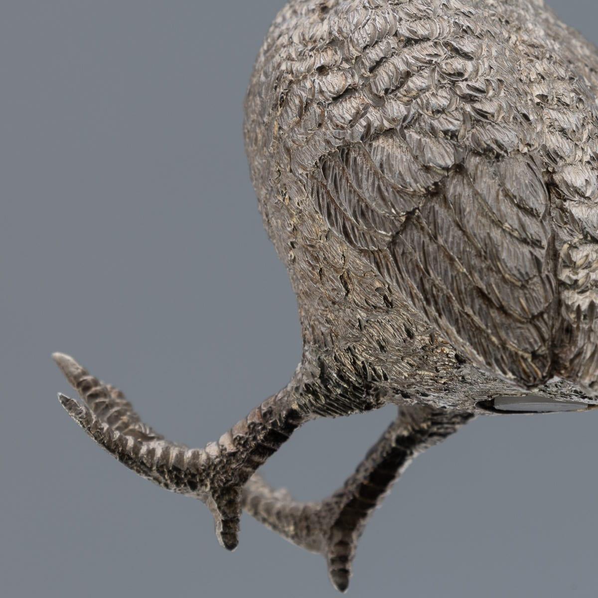 20thC English Solid Silver Pair Of Pheasant Salt & Pepper Shakers, Asprey c.1970 im Angebot 11