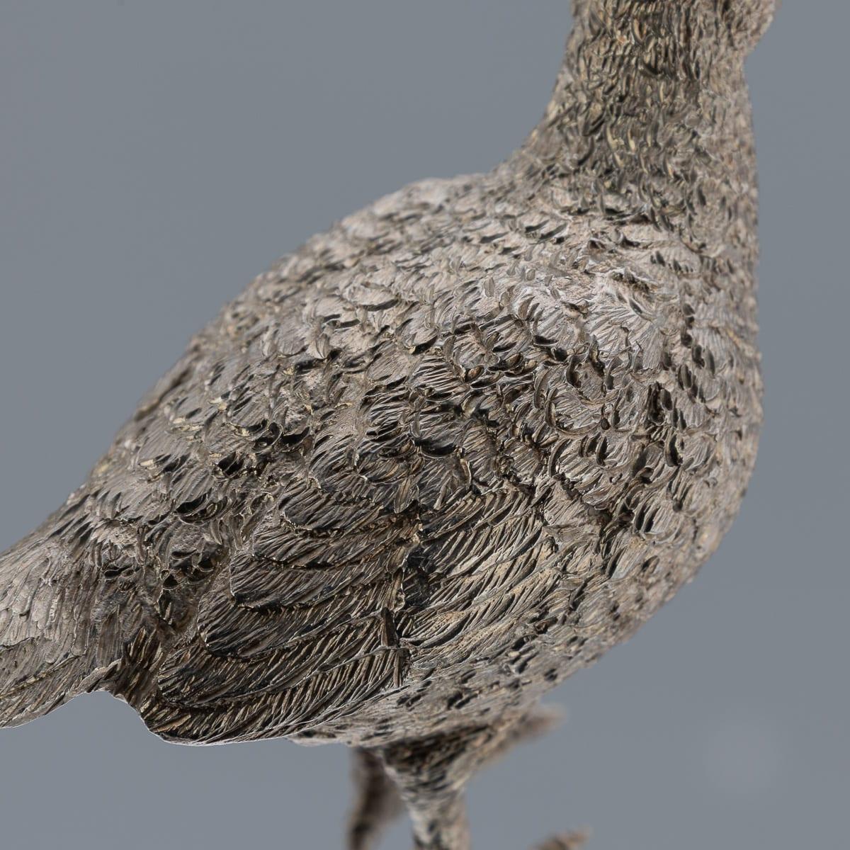 20thC English Solid Silver Pair Of Pheasant Salt & Pepper Shakers, Asprey c.1970 im Angebot 2