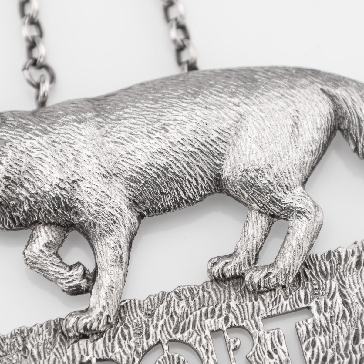 20thC English Solid Silver Set Of Four Decanter Labels, Mappin & Webb c.1976 For Sale 5