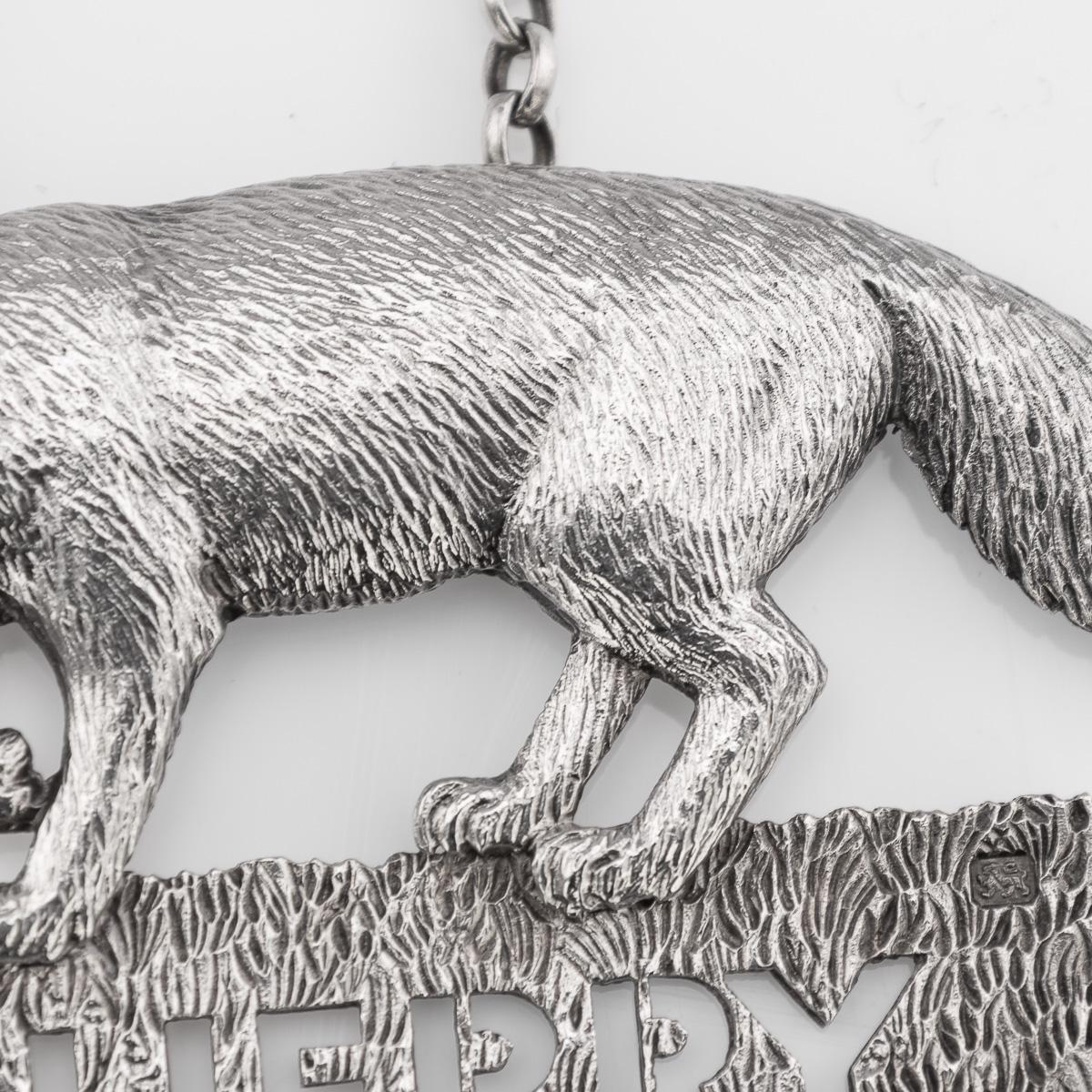 20thC English Solid Silver Set Of Four Decanter Labels, Mappin & Webb c.1976 For Sale 11
