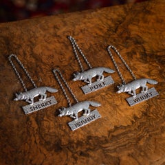 20thC English Solid Silver Set Of Four Decanter Labels, Mappin & Webb c.1976