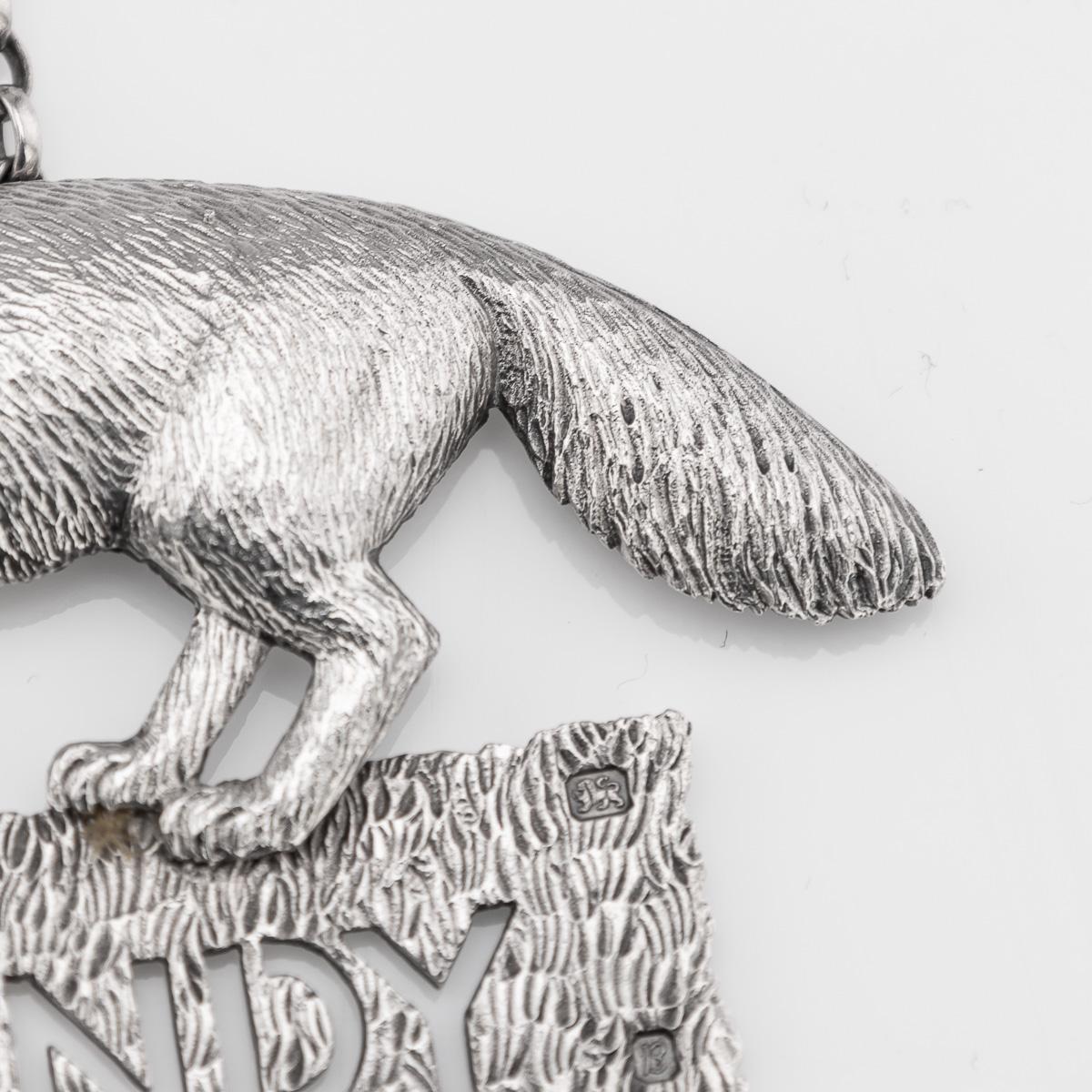 20thC English Solid Silver Set Of Four Decanter Labels, Mappin & Webb c.1976 For Sale 1