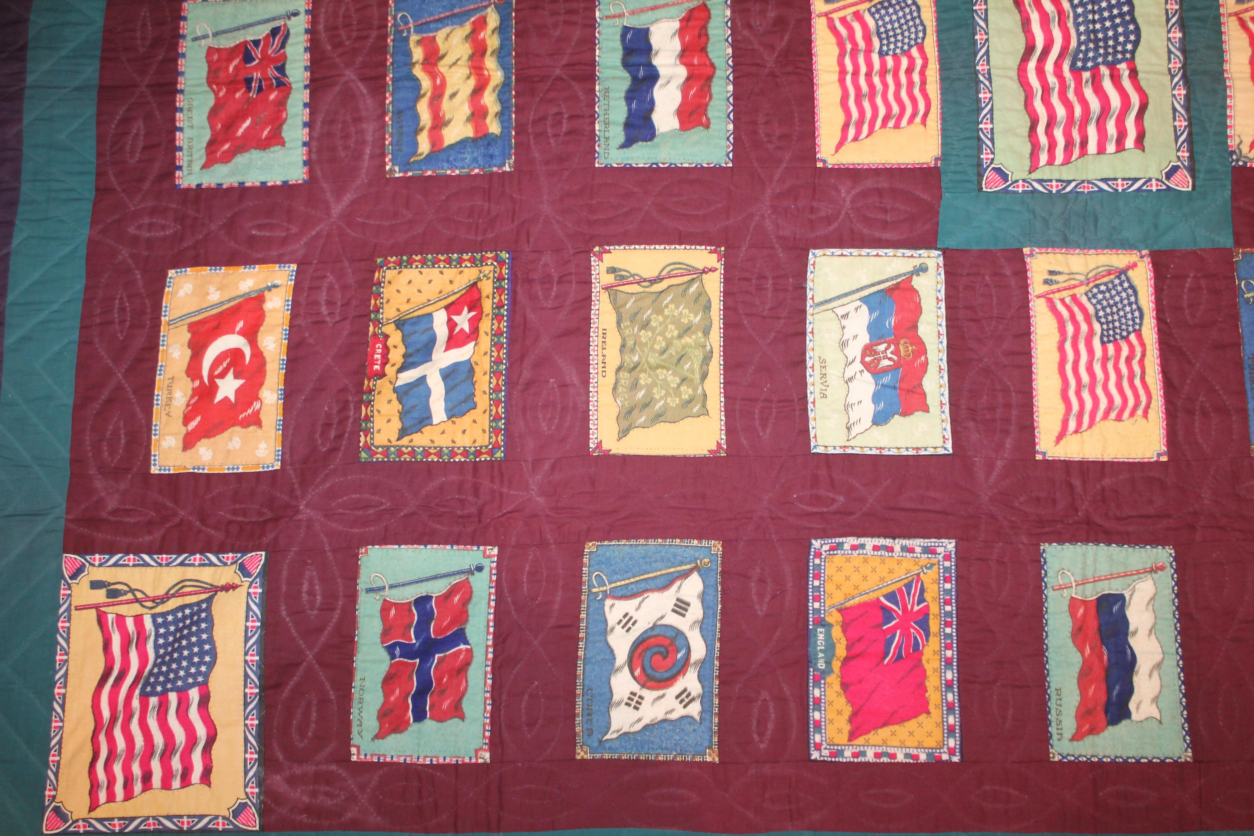 Hand-Crafted 20th Century Flag Flannel with Wool Borders For Sale