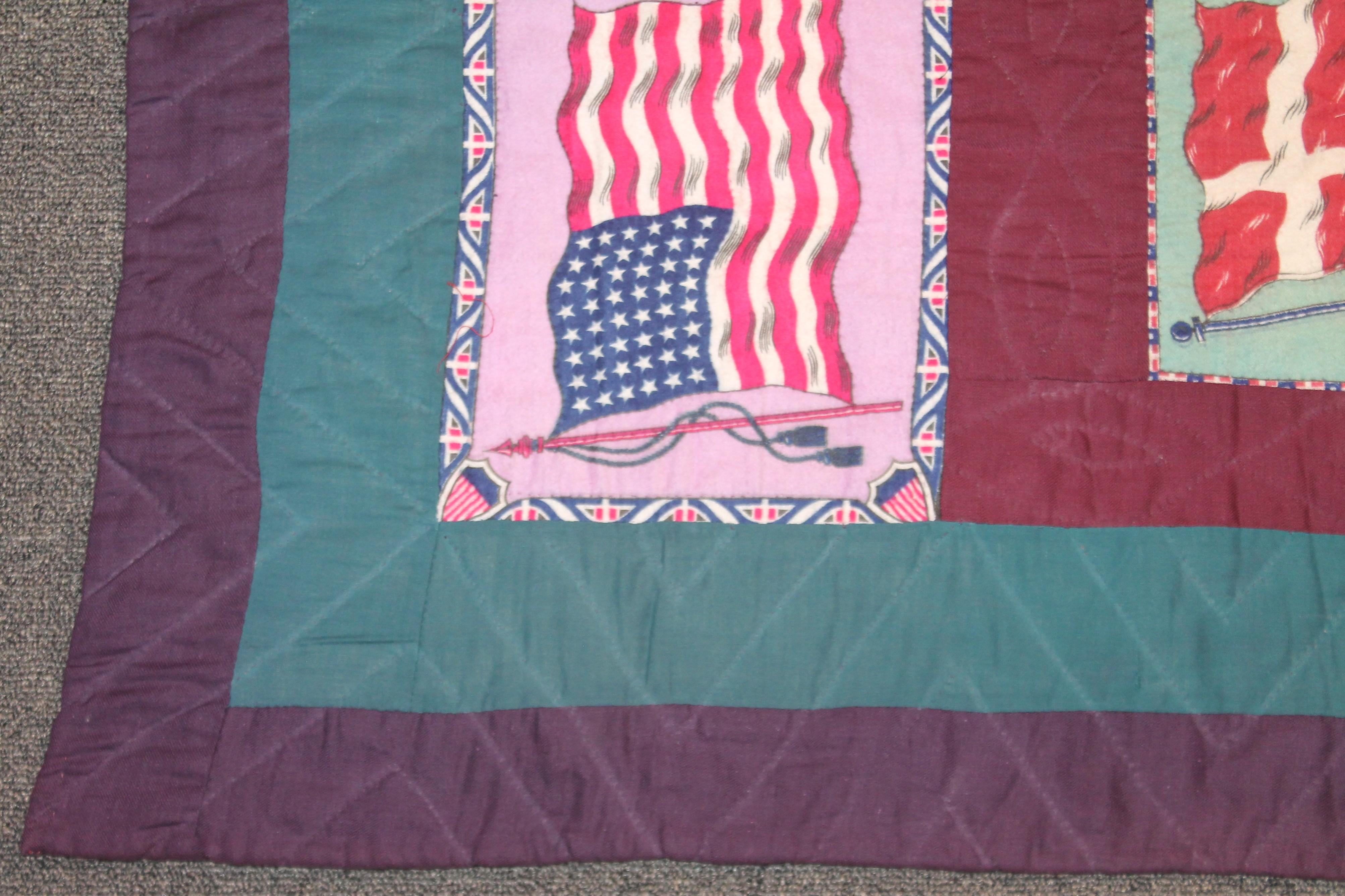 Cotton 20th Century Flag Flannel with Wool Borders For Sale