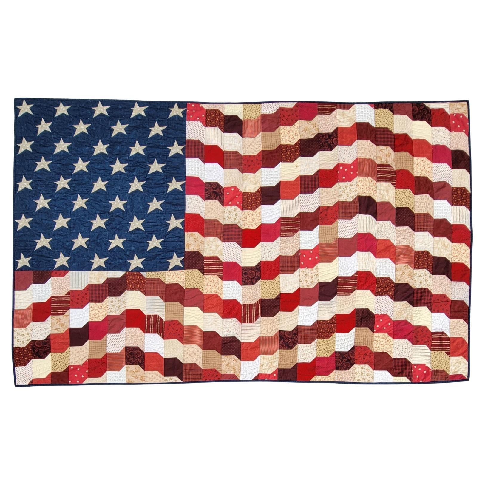 20Thc Folky Flag Quilt For Sale