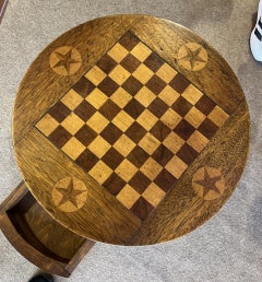 20thc Folky Inlaid Gaming Table With Drawers