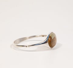 Franz Scheuerle Modernist Sterling Silver and Agate Hinged Rigid Bracelet, 1970s