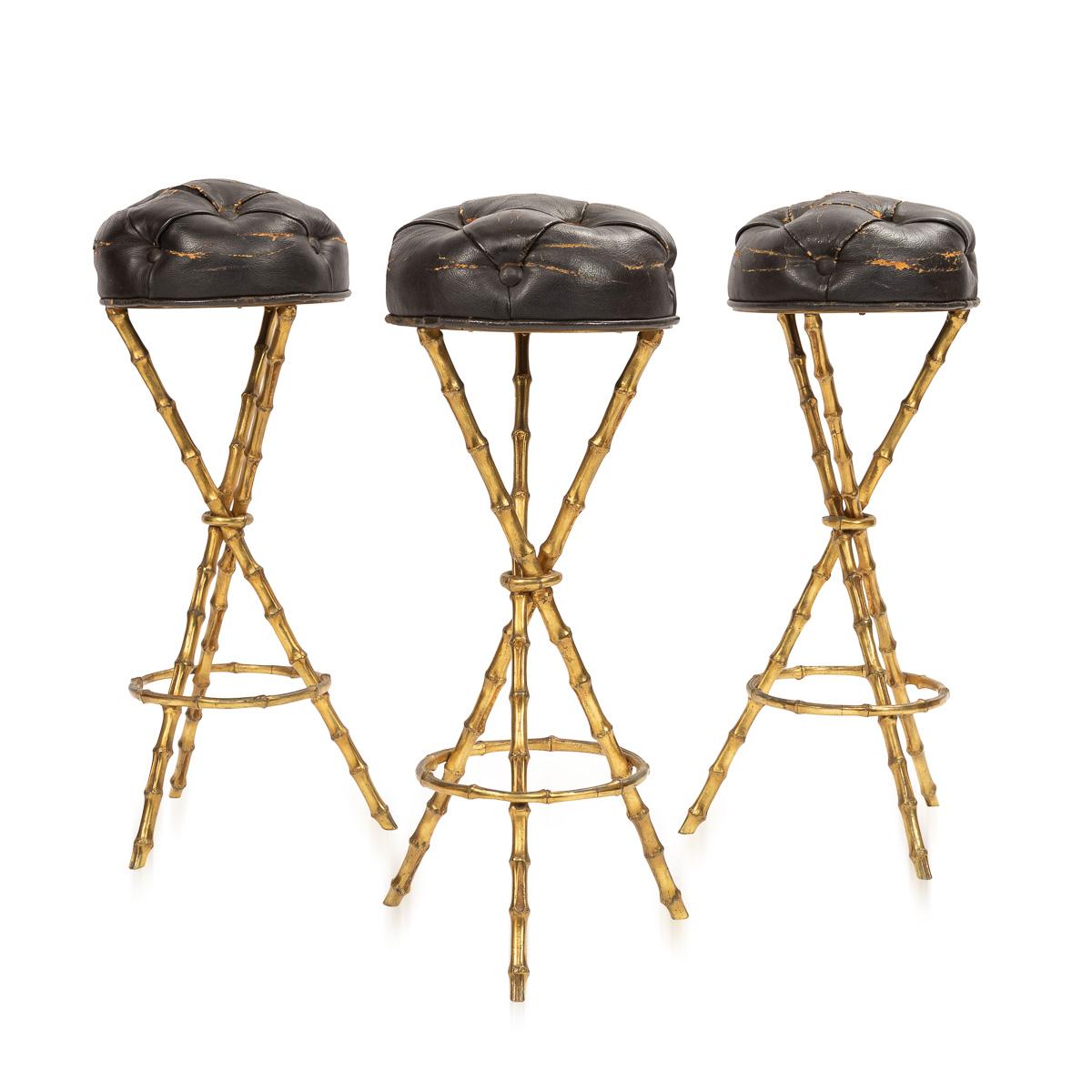 20th Century French Bamboo Cocktail Bar & Bar Stools by Jacques Adnet circa 1950 10