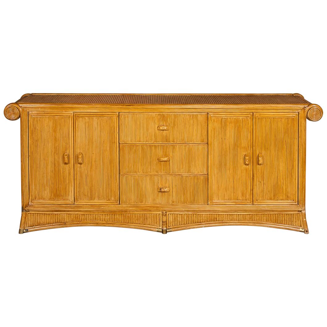 20th Century French Bamboo Rattan Sideboard, circa 1970