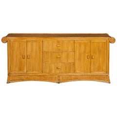 Vintage 20th Century French Bamboo Rattan Sideboard, circa 1970