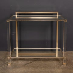 Table console française en laiton et lucite du 20e siècle par Pierre Vandel c.C.