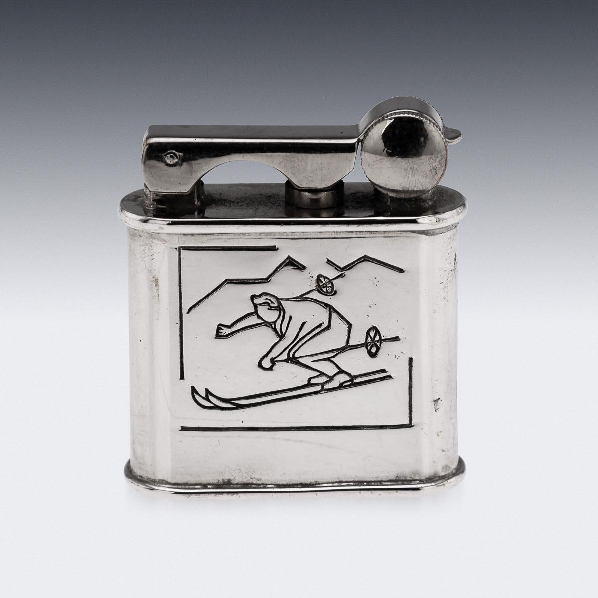 Autre 20èmeC Français Chrome Plated Novelty 'Skiier' Lighter By Arthus Bertrand c.1950 en vente