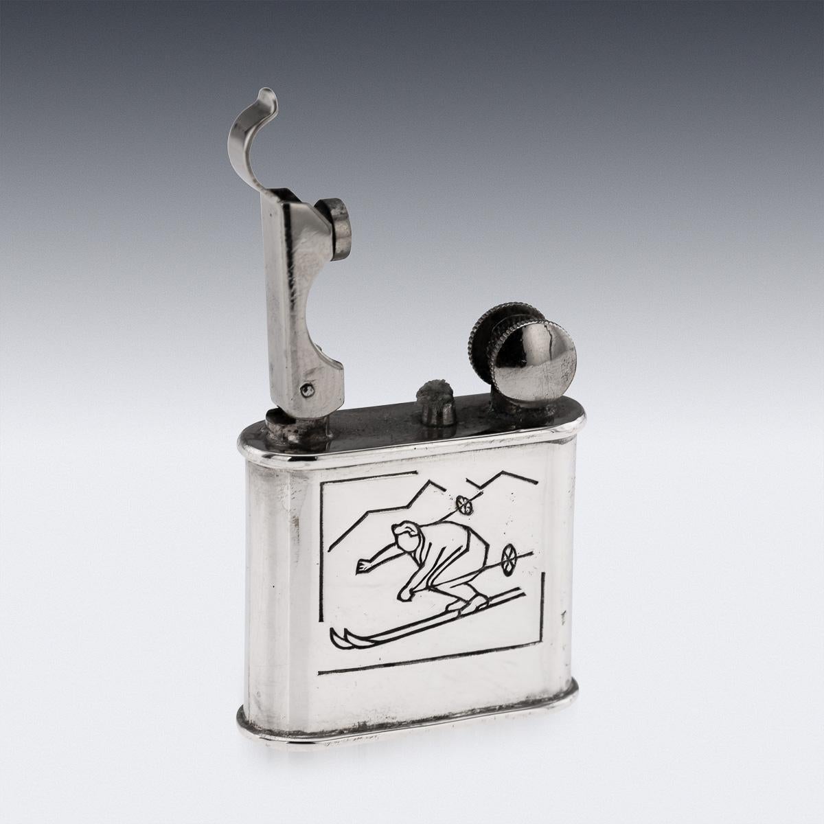 Métal 20èmeC Français Chrome Plated Novelty 'Skiier' Lighter By Arthus Bertrand c.1950 en vente