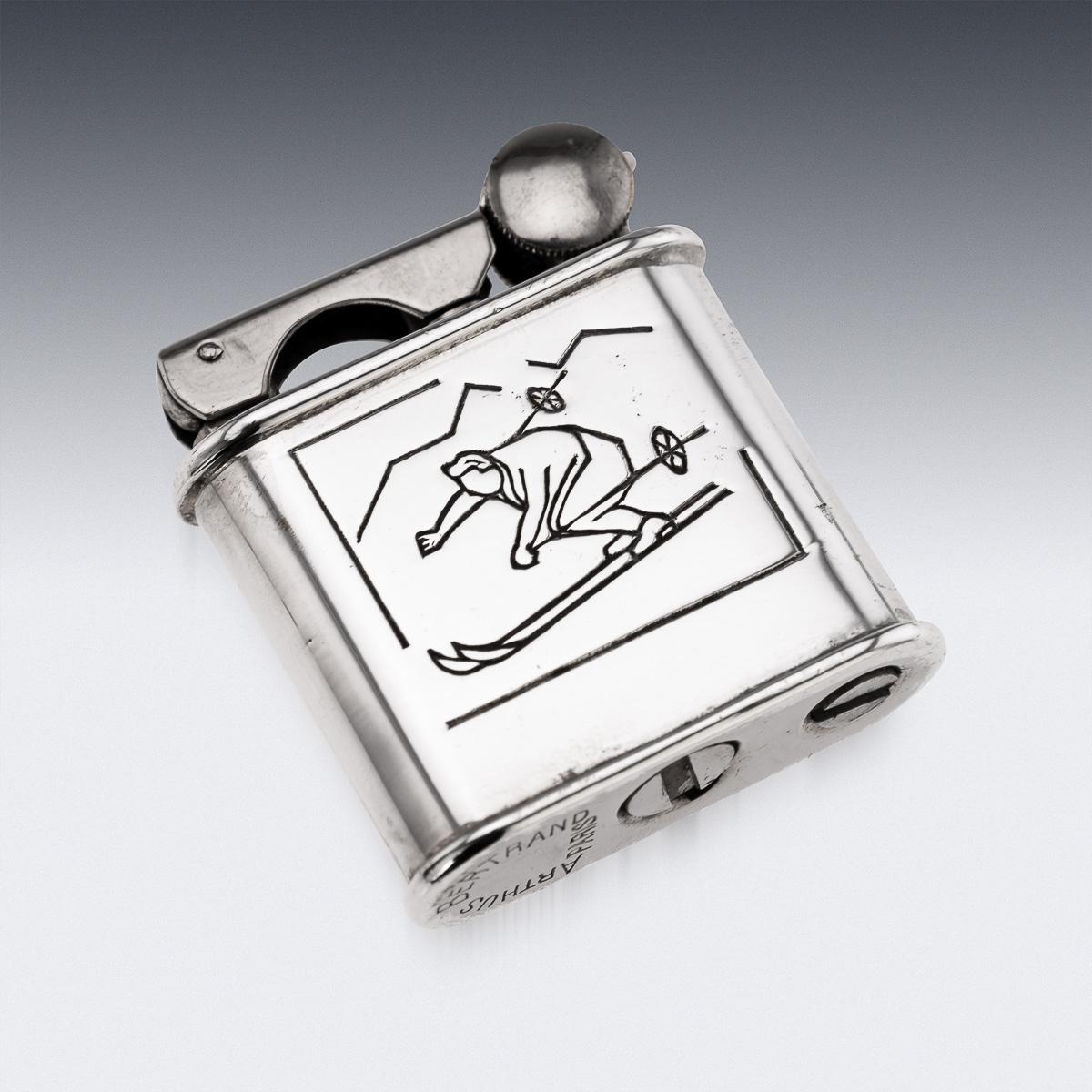 20èmeC Français Chrome Plated Novelty 'Skiier' Lighter By Arthus Bertrand c.1950 en vente 1