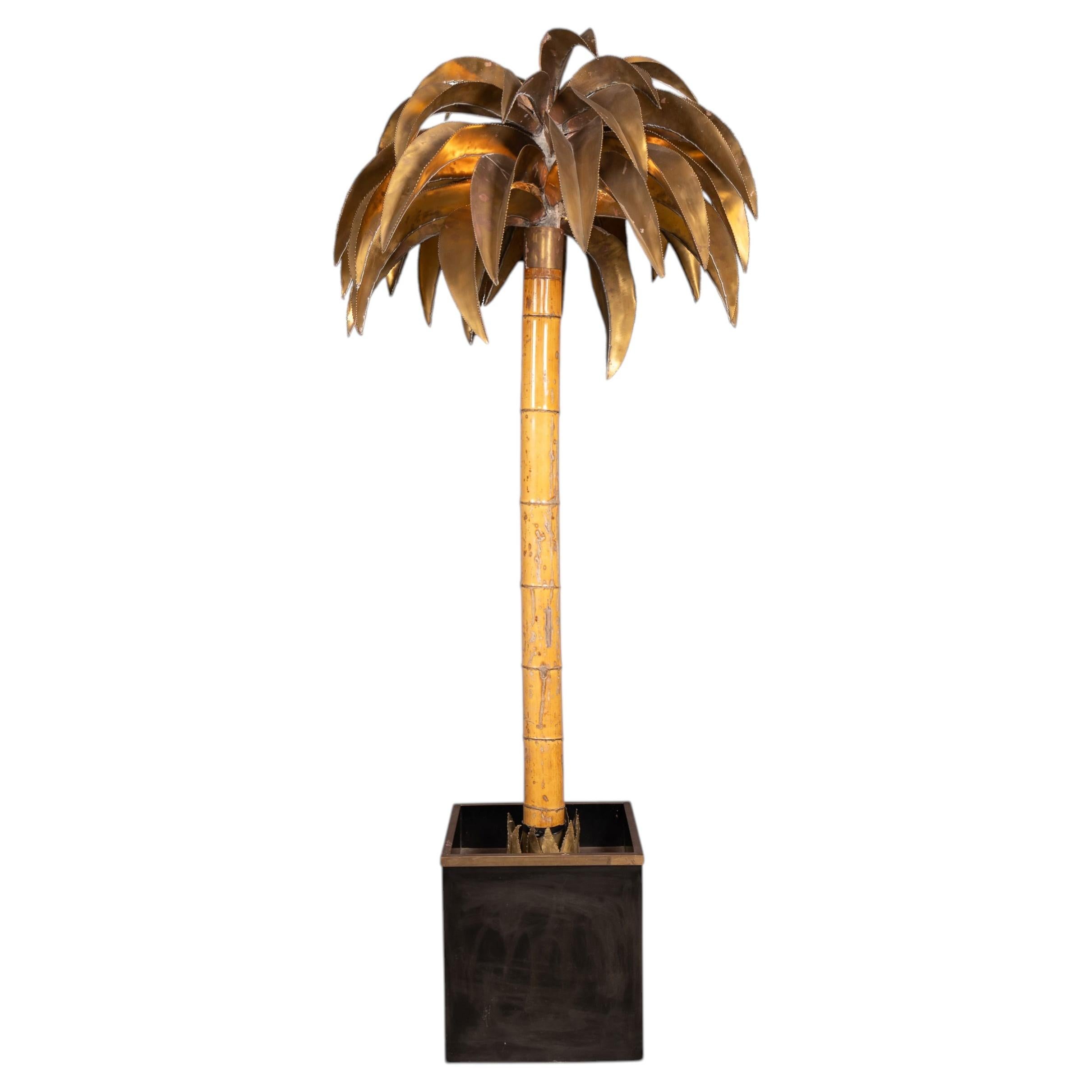 Lámpara de pie de palmera francesa del siglo XX, Christian Techoueyres para Maison Jansen c1970 en venta