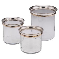 20thC French Silver Mounted Glass Ice Buckets & Champagne Cooler By Cartier