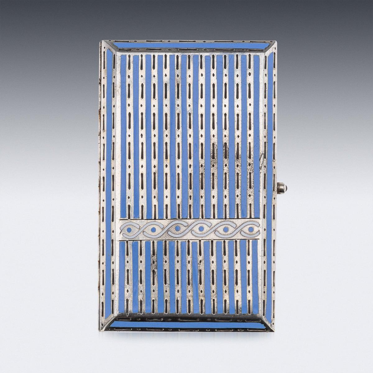 Francese Portasigarette, posacenere e accendino in argento massiccio e smalto francese del XX secolo, 1930 ca. in vendita