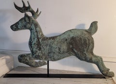 20thc Full Body Copper Deer Weather Vane Mounted