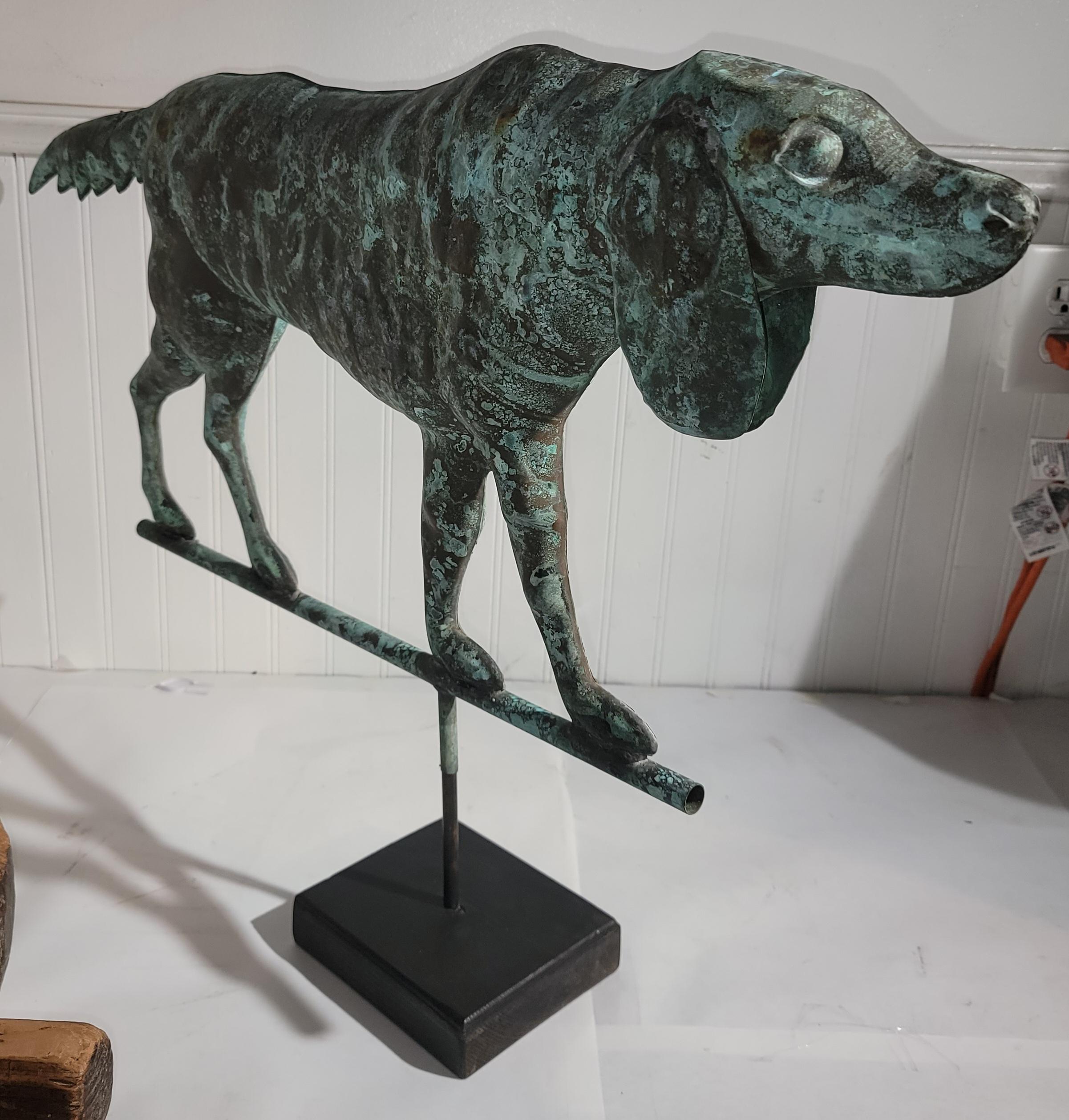 Hand-Crafted 20Thc Full Body Copper Dog Weather Vane