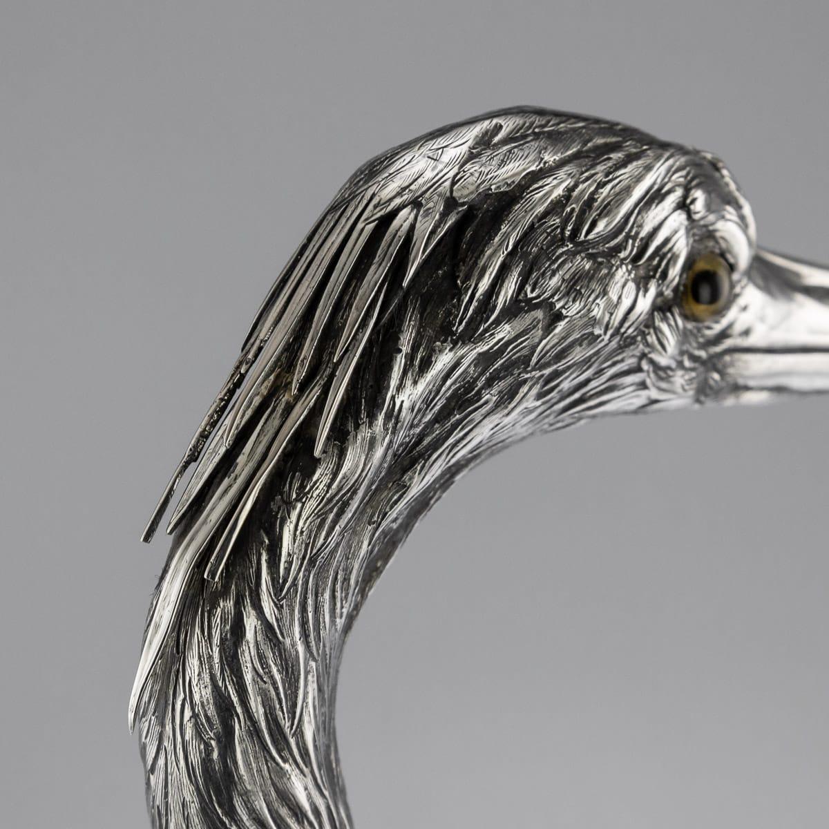 20th Century German Solid Silver Ornamental Stork Figure, Hanau, circa 1900 For Sale 7