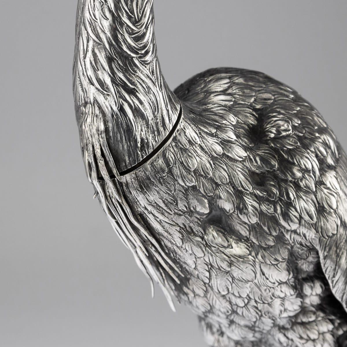 20th Century German Solid Silver Ornamental Stork Figure, Hanau, circa 1900 For Sale 13
