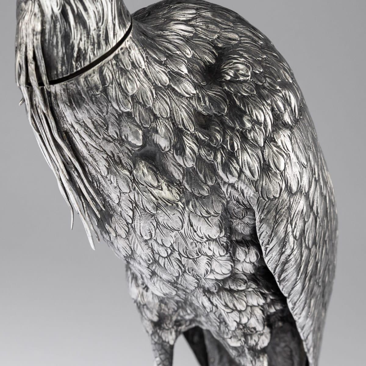 20th Century German Solid Silver Ornamental Stork Figure, Hanau, circa 1900 For Sale 14