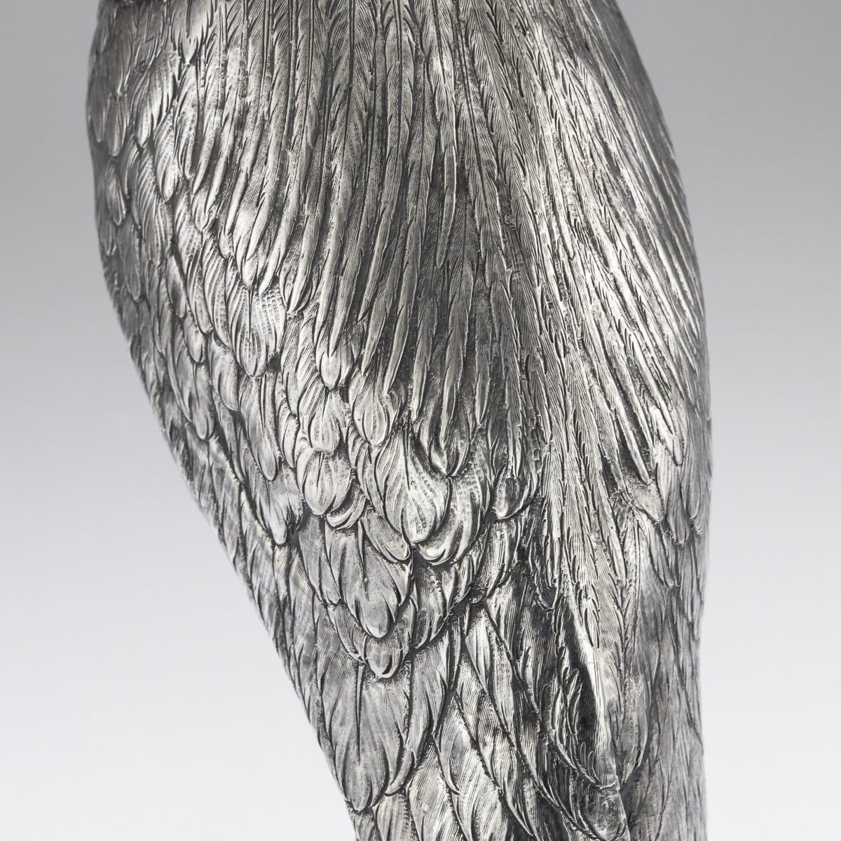 20th Century German Solid Silver Ornamental Stork Figure, Hanau, circa 1900 For Sale 16