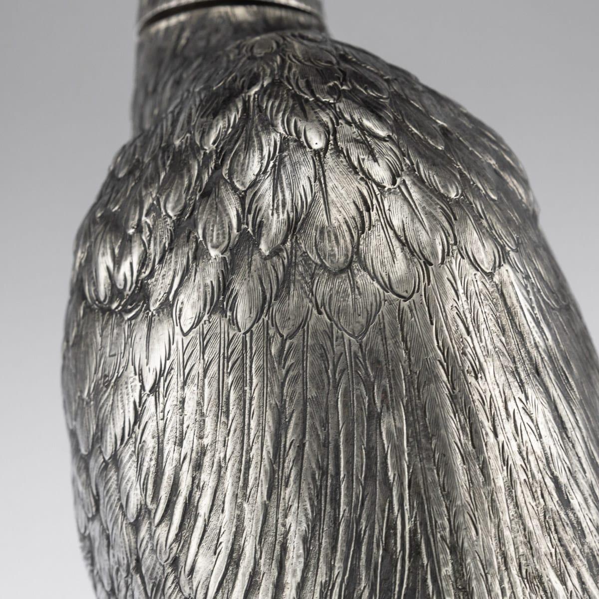 20th Century German Solid Silver Ornamental Stork Figure, Hanau, circa 1900 For Sale 17
