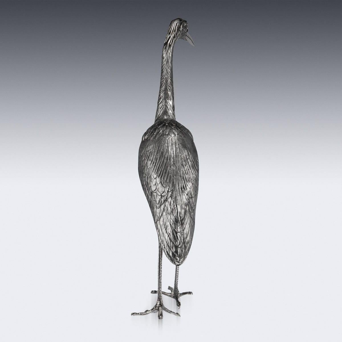 20th Century German Solid Silver Ornamental Stork Figure, Hanau, circa 1900 In Good Condition For Sale In Royal Tunbridge Wells, Kent