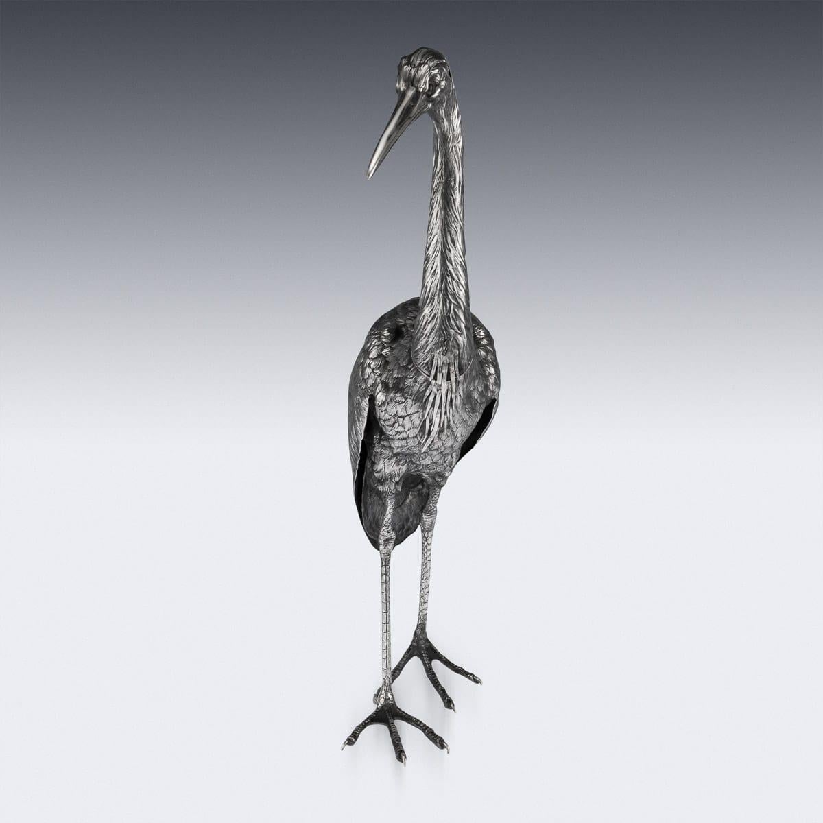 20th Century German Solid Silver Ornamental Stork Figure, Hanau, circa 1900 For Sale 2