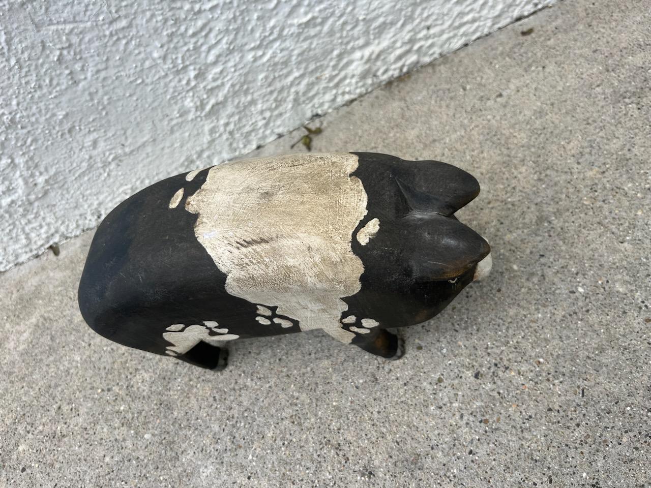 Adirondack 20thc Hand Carved Painted Folk Art Wooden Pig