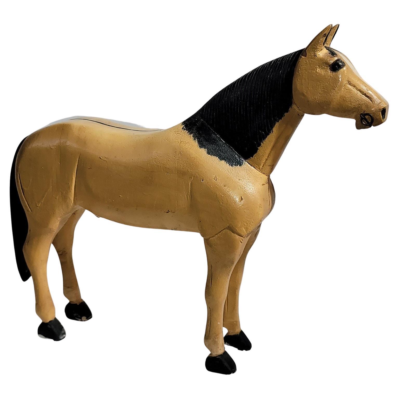 20Thc Hand Carved & Painted Horse Sculpture For Sale