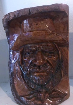 20th Century Hand Carved Wood Folk Art Carvings / Bookends