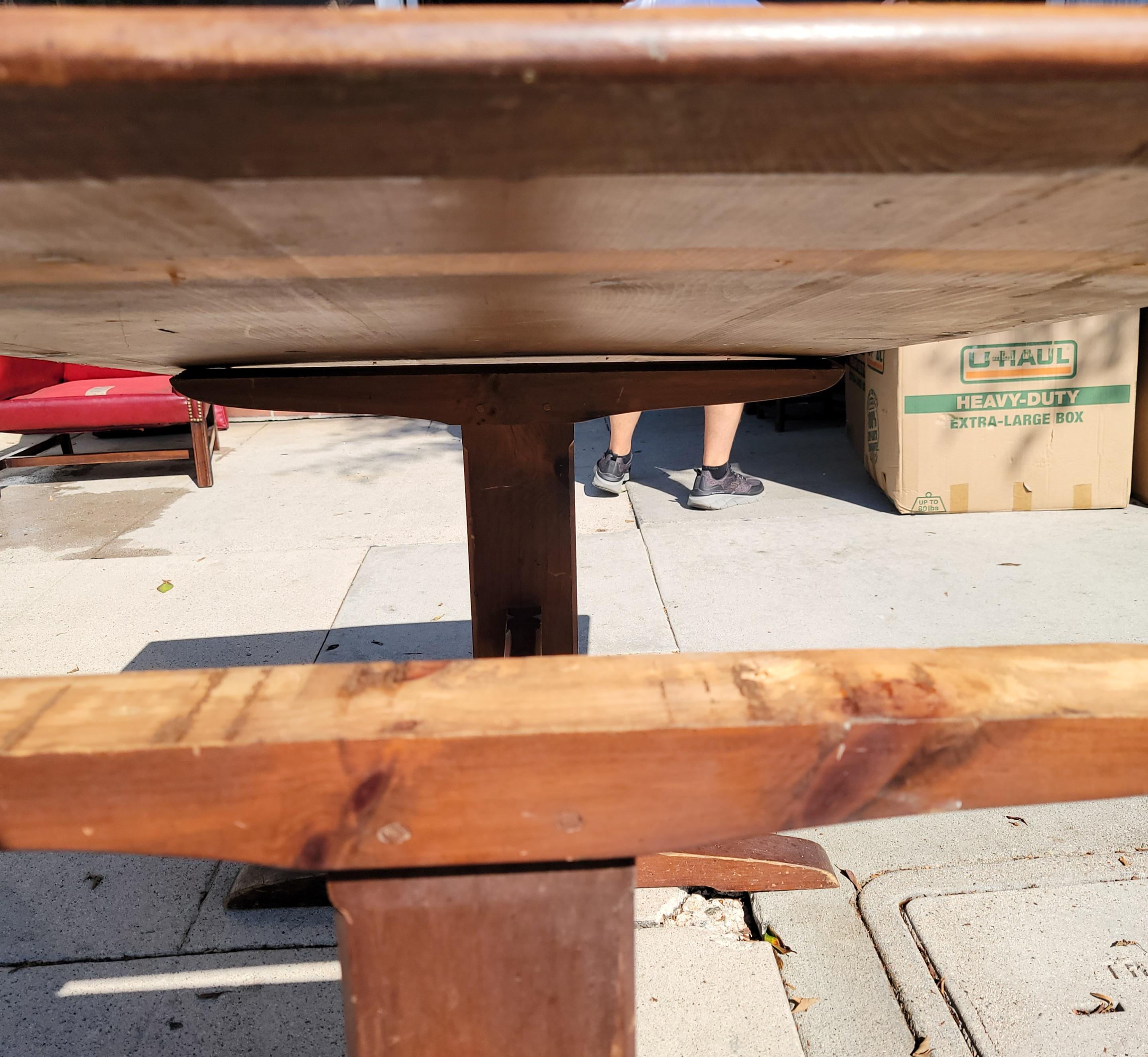 American 20Thc Hand Made Trestle Table For Sale