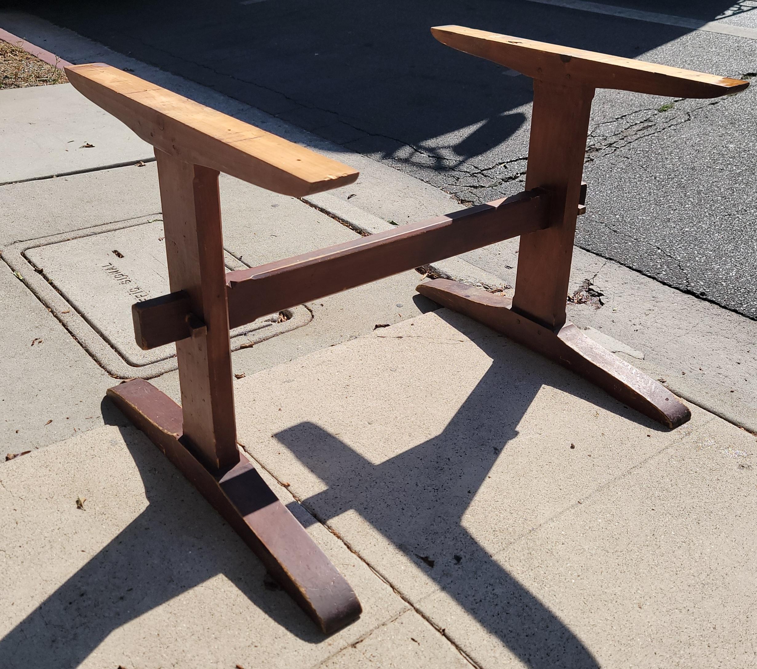 Hand-Painted 20Thc Hand Made Trestle Table For Sale
