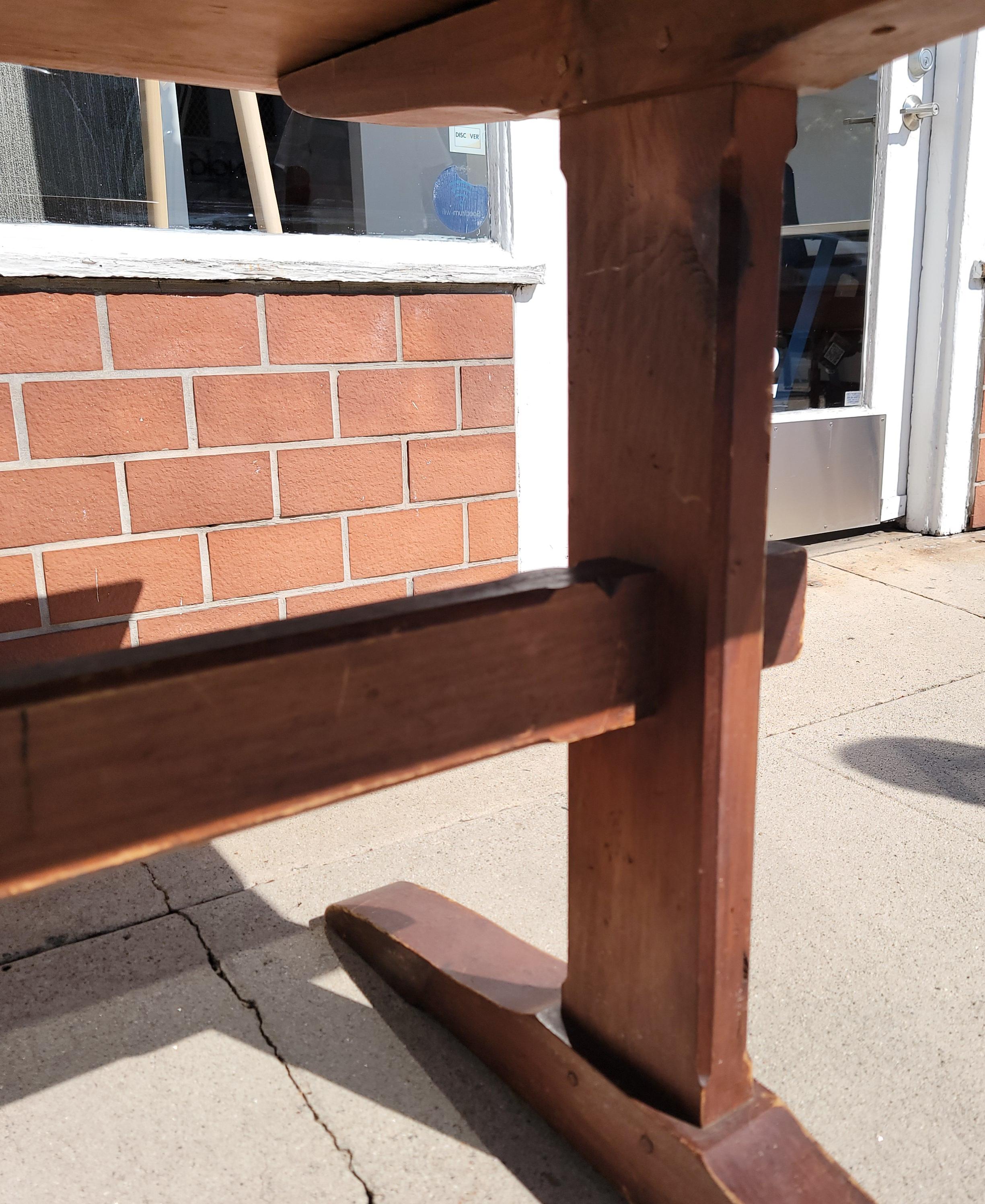 20Thc Hand Made Trestle Table In Good Condition For Sale In Los Angeles, CA