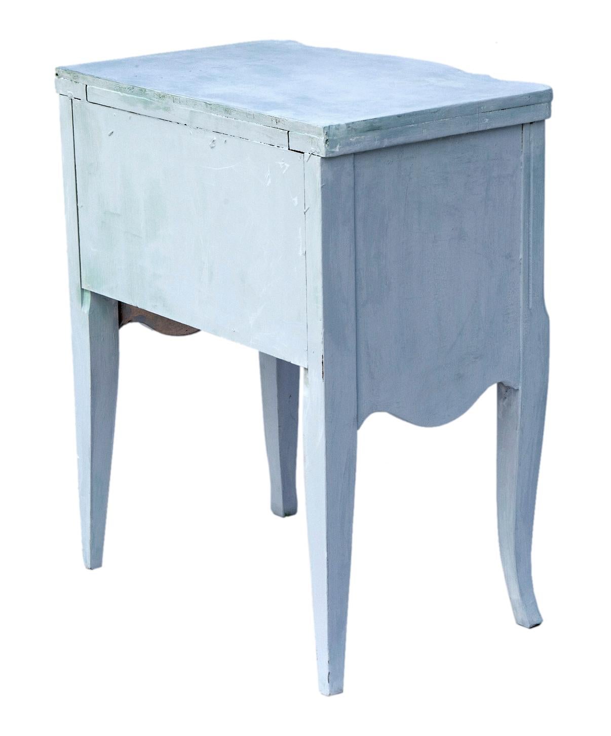 20thC Hand-painted Light Blue Louis XVI Nightstands; a pair  In Good Condition For Sale In Malibu, CA