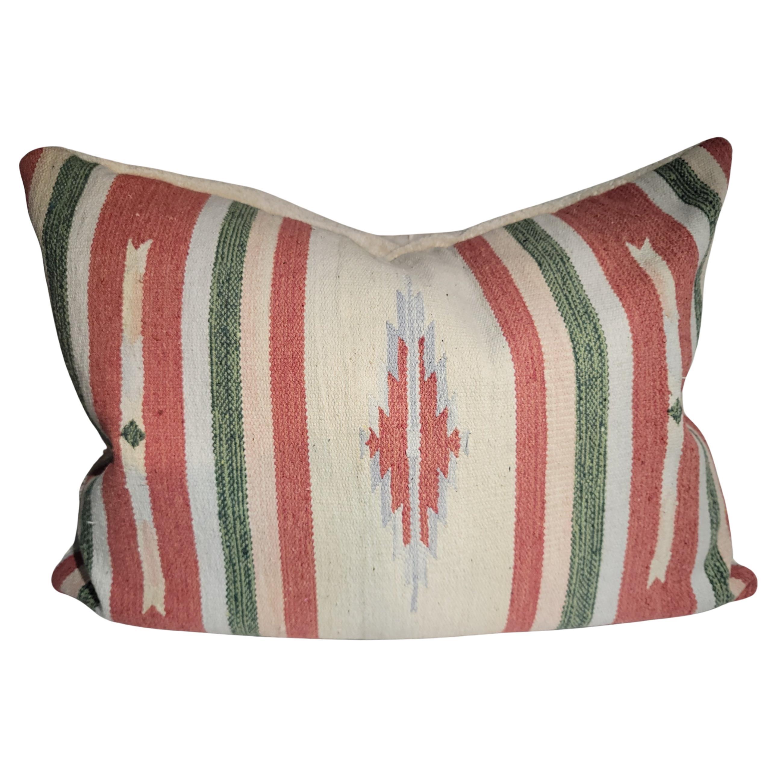 20Thc Indian Design Mexican Rug Pillow For Sale