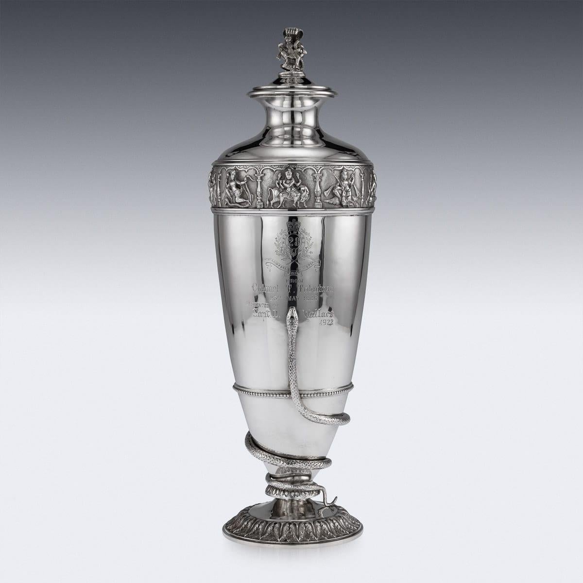 20th Century Indian Solid Silver 28th Regiment Ewer, P.Orr & Sons, circa 1900 2