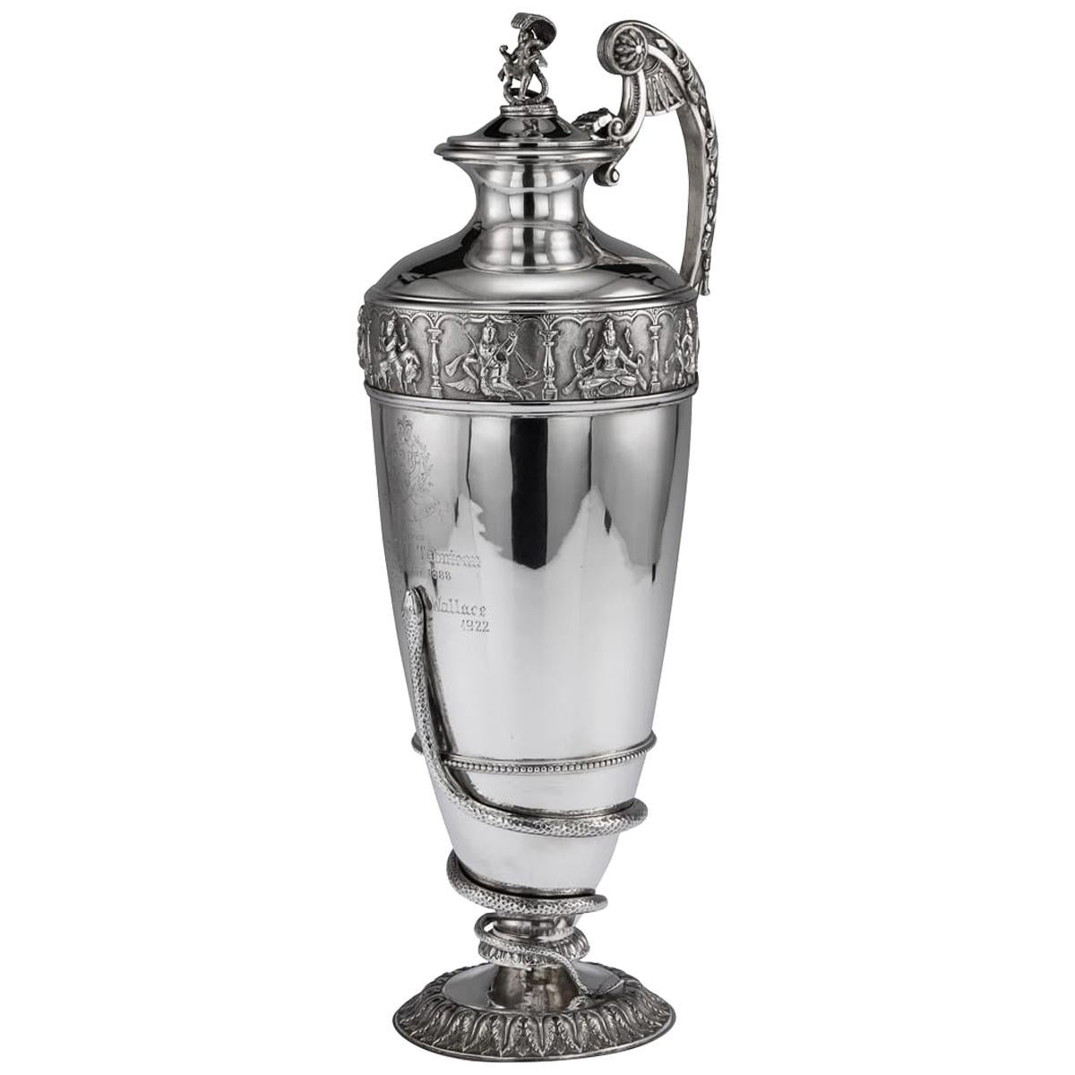 20th Century Indian Solid Silver 28th Regiment Ewer, P.Orr & Sons, circa 1900