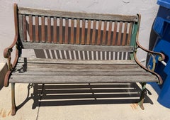 20thc Iron & Wood Garden Bench