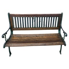 20thc Iron & Wood Garden Bench