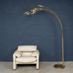 20thC Italian Brass Arc Floor Lamp Attributable To Goffredo Reggiani c.1970