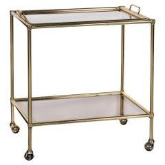 20thC Italian Brass & Smoked Glass Drinks Trolley With Lift Out Tray c.1980